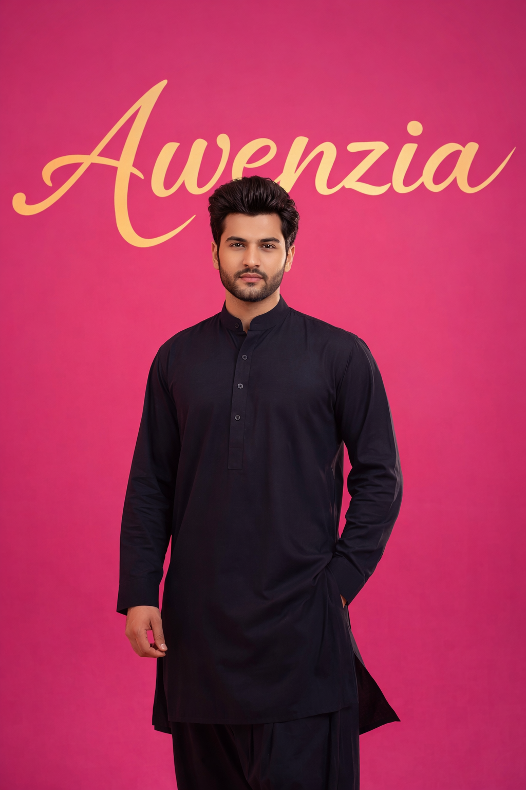 men wearing black qameez shalwar clothing background named awenzia